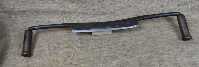 Heading knife with 12" edge by L & J White, Buffalo, New York, Total width approx. 28".